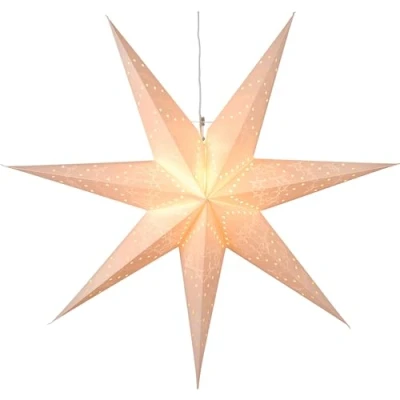 Afbeelding van EGLO Kerstster voor binnen, decoratieve ster verlicht van papier om op te hangen, raamlichtster in wit, 3D adventsster met kabel, E14
