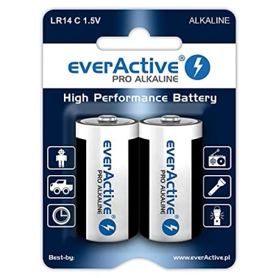Afbeelding van everActive Pro Alkaline, Baby LR14 R14 1,5 V, hoogste prestaties, 10 jaar houdbaarheid, 12 stuks blisterkaarten