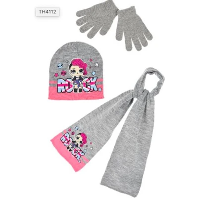 Afbeelding van Lol Surprise Rock winterset muts / sjaal handschoenen roos grijs maat 52 cm