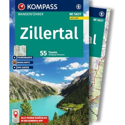 Afbeelding van KOMPASS Wanderführer Zillertal, 55 Touren mit Extra Tourenkarte