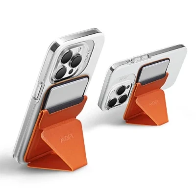 Afbeelding van MOFT MagSafe Portemonnee Magentic Telefoonstandaard voor iPhone 15 14 13 12 Series, Opvouwbare Vegan Leren Kaarthouder met 3 Verstelbare Kijkhoeken, Accessoires, Oranje