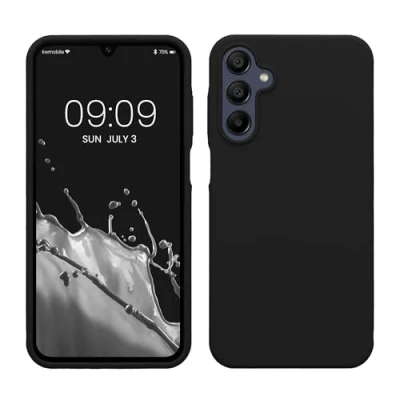 Afbeelding van kwmobile telefoonhoesje geschikt voor Samsung Galaxy A15 5G Hoesje met siliconen coating Smartphone case in zwart