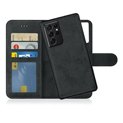 Afbeelding van MyGadget Flip Case Mobile Hoesje Compatibel met Samsung Galaxy S21 Ultra 5G Magnetische Kunstlederen Kaarthouder in Zwart