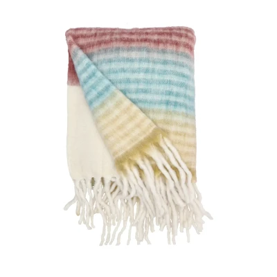 Afbeelding van Villa Collection Plaid 130 x 170 cm Honey/Bleuw/Bordeaux/Sand