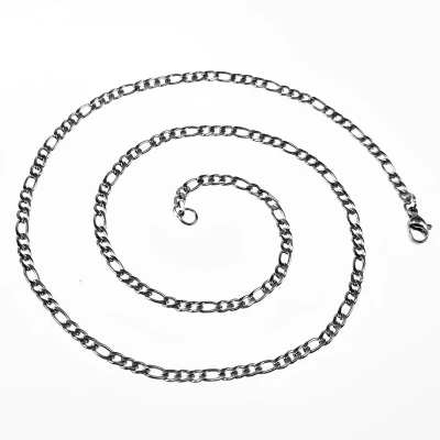 Afbeelding van 49cm x 3mm Figaro Ketting Dames Heren Stalen Zilverkleur Schakelketting
