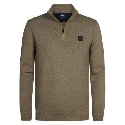 Afbeelding van Petrol Industries Halfzip Sweater Helena Trui, Heren, Maat: Large, Mossy stone