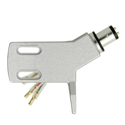 Afbeelding van THAKKER CHS 13 Gehoekte Headshell van lichtgewicht aluminium Zilver SME Connector voor rechte toonbogen incl. kabels