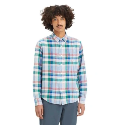 Afbeelding van Levi&#039;s Heren Short Sleeve Classic Pocket Tee T shirt, Heath Plaid True Blue, L