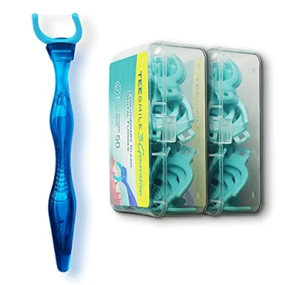 Afbeelding van TEEsmile Evolutionary Clean Dental Flossers, set handvat(en) plus navulbare koppen (1 halflange handgreep, 100 extra sterkte vullingen)