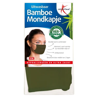 Afbeelding van Lucovitaal Bamboe Mondkapje Groen, 1 stuks