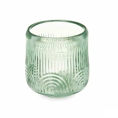 Afbeelding van Kaarshouder Strepen Groen Kristal 9 x 9,5 cm (12 Stuks)