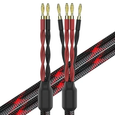 Afbeelding van k4B 2B Bi Wire luidsprekerkabel (2 banaanstekkers 4 banaanstekkers), 1 paar set (totaal 12banaanstekkers), (5M(16,4ft))