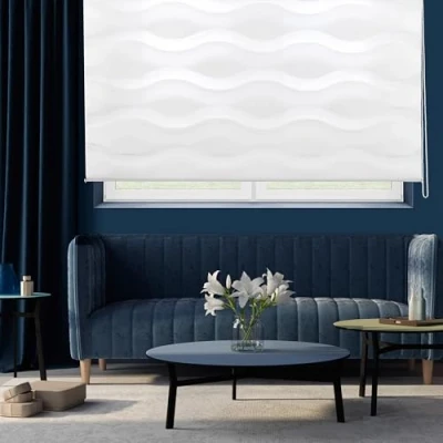 Afbeelding van Blindecor Lira Ondas rolgordijn voor nacht en dag, wit, 120 x 180 cm (breedte hoogte), stofmaat 117 175 cm, elegante avond daggolven