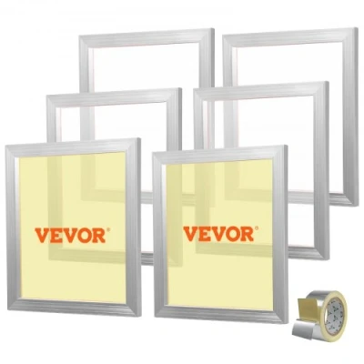 Afbeelding van VEVOR Set van 6 zeefdruklijsten, zeefdrukset, aluminium frame, 45,7 x 50,8 cm, met 160 mesh polyester, herbruikbaar, eenvoudige reiniging, accessoires voor zeefdruk, stof, kunststof papier