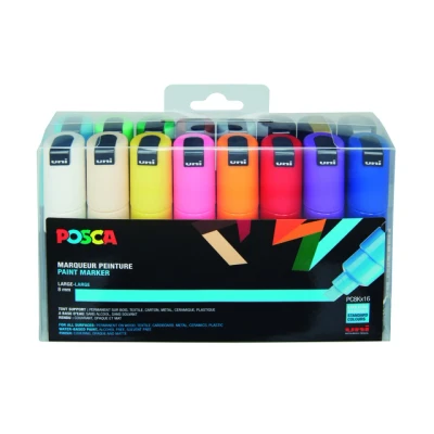 Afbeelding van Posca Paintmarker Pc 8k, Etui Met 16 Stuks In Geassorteerde Kleuren
