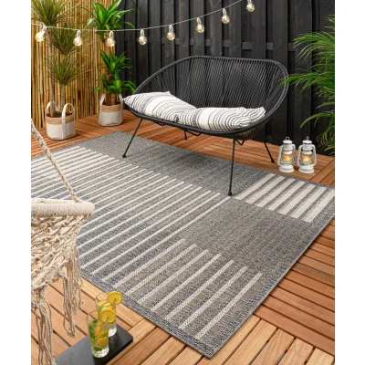 Afbeelding van Buitenkleed Blokken Urban Blauw/grijs 80x150 Cm