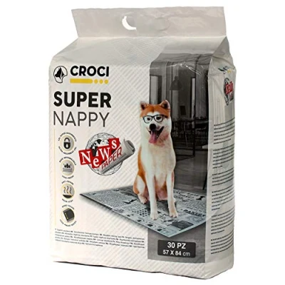 Afbeelding van Croci Super Nappy Newspaper Hygiënische matten voor honden, 57 x 84 cm, 30 stuks, spanten honden en huisdieren, pipi hond kat, zeer absorberend, wegwerp, scheurvast geurremmend