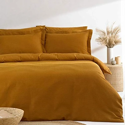 Afbeelding van The Linen Yard Wafel Dekbedovertrek Set, Gember, Eenpersoons