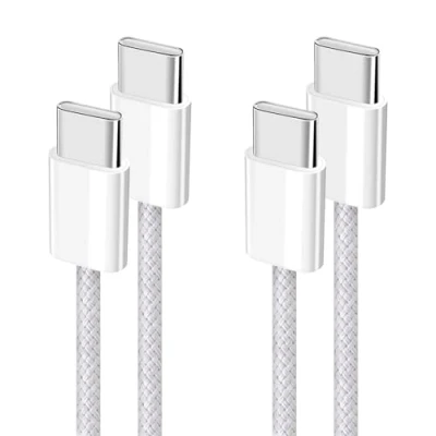Afbeelding van YISH USB C to Charger Cable：Nylon Braided Cable Fast Charge 2Pack 3.28ft/1m 60W Type Data Compatible with iPhone 15 Samsung Galaxy S23 S22 Pixel 7 Sony LG iPad MacBook