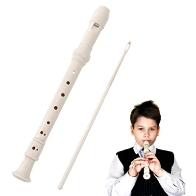 Afbeelding van MXTIMWAN Recorder Sopraan met 8 gaten, ABS kunststof, ivoorwit, voor volwassenen, beginners, kinderen, reinigingsstaaf