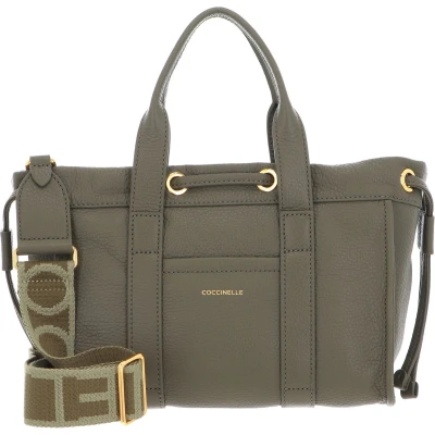Afbeelding van COCCINELLE Leren Handtas Schoudertas 2Day Signature Handbag Grained Leather Laurel Green Olijfgroen