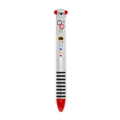 Afbeelding van Legami Click&amp;Clack pen met twee kleuren, rode en zwarte inkt, drukstift, ideaal voor school, kantoor, thuis, schattige robotstift, cadeau idee, kinderen volwassenen, tweekleurig, diameter