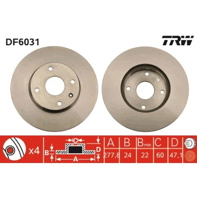 Afbeelding van Trw Remschijf DF6031