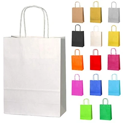 Afbeelding van Thepaperbagstore 10 Kleine Papieren Zakjes Voor Feestjes, Zoetwaren En Geschenken Met Gedraaide Handvatten Wit 180x220x80mm