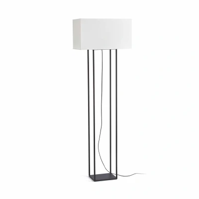 Afbeelding van Faro Lighting Vesper 2 Light Vloerlamp Bruin met Beige Kap, E27