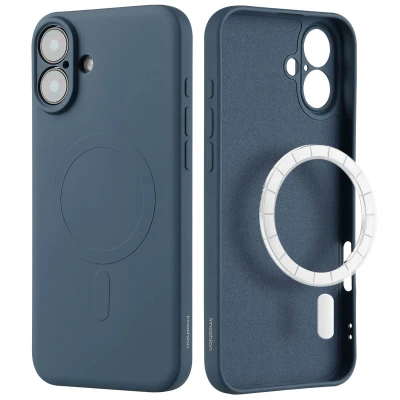 Afbeelding van Apple iPhone 16 Plus MagSafe Hoesje Siliconen en TPU (zacht) imoshion Softcase/Backcover Donkerblauw Telefoonhoesje