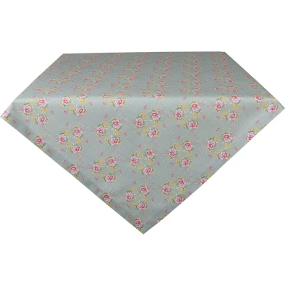 Afbeelding van Clayre &amp; Eef Tafelkleed 150x250 cm Groen Katoen Bloemen Tafellaken