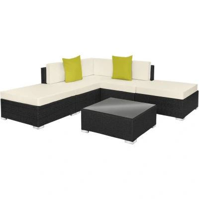 Afbeelding van tectake Loungeset Parijs wicker zwart