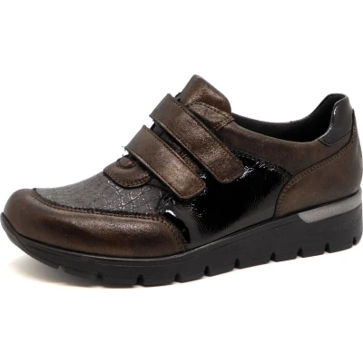 Afbeelding van Waldlaufer Orthotritt Klittenbandschoen 626K31 312 547 Zwart Brons Stretch Wijdte K