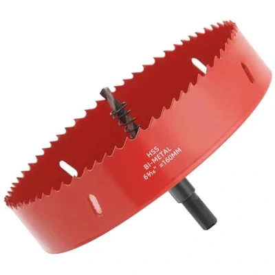 Afbeelding van GARHWAL HSS M42 Bi metalen gatenzaag, 160 mm, met adapter en centreerboor, ideaal voor hout, kunststof, gipsplaten, multiplex metalen, zaagdiepte tot 32 mm