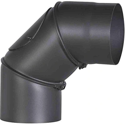 Afbeelding van FireFix R150/B Kachelpijpboog van 2 mm dik staal (rookbuis) in 150 diameter, voor kachels en haarden, Senotherm, zwart, 0 90 graden verstelbaar, met reinigingsdeur