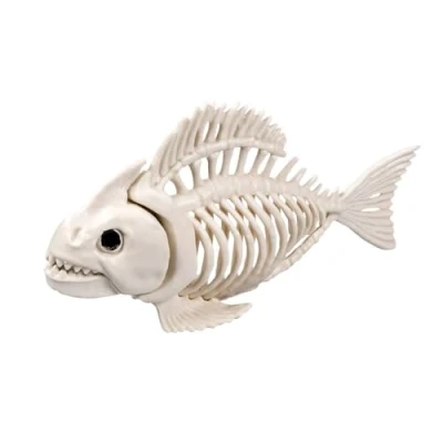 Afbeelding van Boland 72400 Viskelet, maat 24 cm, beweegbare mond, dummy van kunststof, decoratie voor Halloween, carnaval of themafeest