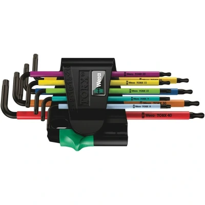 Afbeelding van Wera multicolour stiftsleutelset met kogelkop 9 delige torx / tamper resistant t8 t40