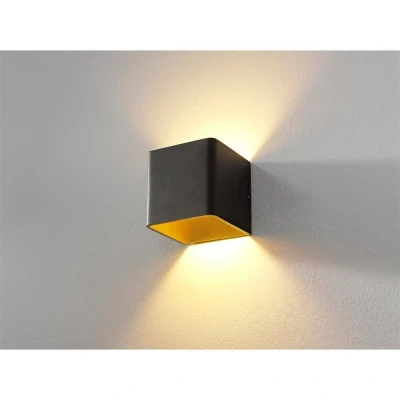 Afbeelding van Artdelight Vierkante wandlamp FULDA zwart met goud WL ZW MG