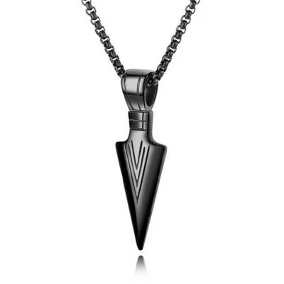 Afbeelding van Heren Ketting met Kettinghanger Mendes® Zwart 55cm Viking Arrow Mannen ✓ 100% Edelstaal In 3 uitvoeringen