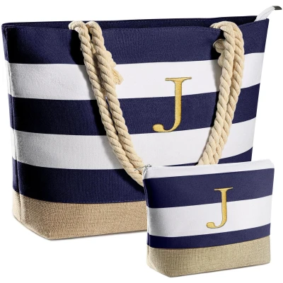 Afbeelding van Ibenzoa® Schoudertas Grote waterdichte strandtas met ritssluiting voor dames en familie uitjes Blauw