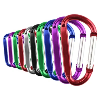 Afbeelding van Temlum 10 stuks aluminium karabijnhaak clip D vorm karabijnhaken lente sleutelhanger clips voor camping reizen wandelen sleutelhangers outdoor accessoires (6,3 cm)