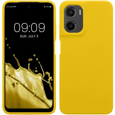 Afbeelding van kwmobile telefoonhoesje geschikt voor Motorola Moto G05 / E15 Hoesje met siliconen coating Smartphone case in stralend geel