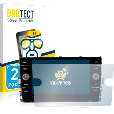 Afbeelding van BROTECT Screenprotector voor Volkswagen Polo GTI 2019 Composition Media 8&quot; Folie Beschermfolie transparant (2 Stuks)
