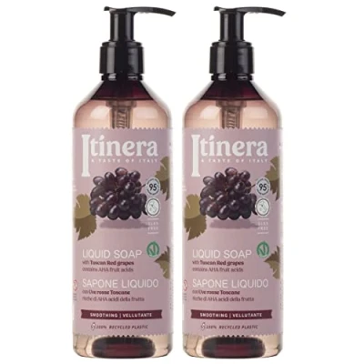 Afbeelding van ITINERA Gladmakende Vloeibare Zeep met Toscaanse Rode Druiven, 95% Natuurlijke Ingrediënten 370 ml (2 stuks)