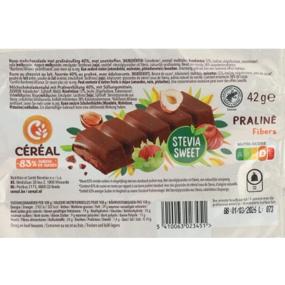 Afbeelding van 24x Céréal Chocolade Reep Praliné 42 gr
