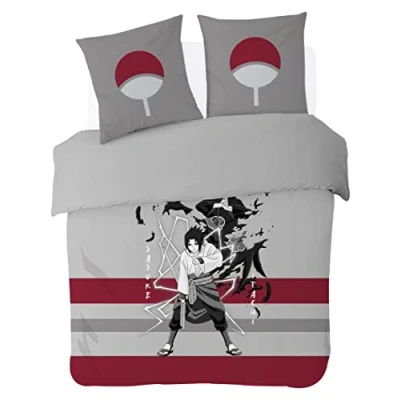 Afbeelding van Naruto dekbedovertrek Sasuke &amp; Itachi 200 x cm + 2 kussenslopen 63 grijs / rood