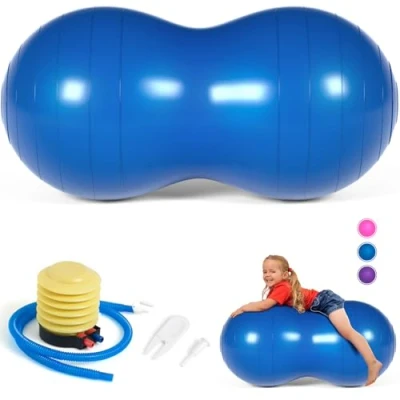 Afbeelding van DASKING Pindabal voor kindertherapie, anti burst oefenbal, 90x45cm yogabal met handpomp, fitnessbal fitnessbal, zwangerschap, kinderen, vrouwen, mannen