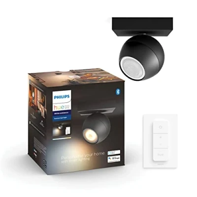 Afbeelding van Philips Lighting Hue LED plafondspots 871951433924800 White Amb. Buckram Spot 1 flg. schwarz 350lm inkl. Dimmschalter GU10 5 W