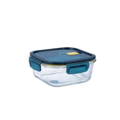 Afbeelding van Quid Astral Vierkante container, luchtdicht, glas, 15,7 x 7,4 cm, 80 ml, blauw