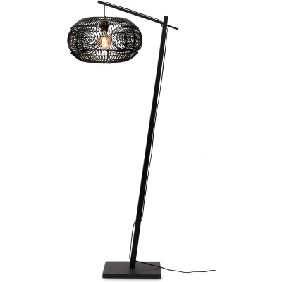 Afbeelding van Good&amp;Mojo Vloerlamp Madeira Bamboe Rotan Zwart 74x48x176cm
